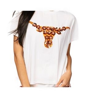 Queen Of Sparkles Texas Longhorns Sequined Licensed Tee Size L NWT